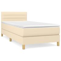 Boxspring met matras stof crèmekleurig 90x200 cm - thumbnail