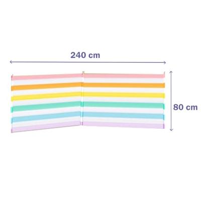 Paravento 3 Palos Staal Polyester Kleurrijke Strepen 240X80 cm Strand, Zwembad, Tuin