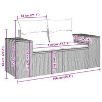 10-delige Loungeset met kussens poly rattan zwart - thumbnail