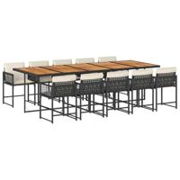 11-delige Tuinset met kussens poly rattan zwart - thumbnail