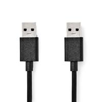 Nedis USB-Kabel | USB 3.2 Gen 1 | USB-A Male | USB-A Male | 5 Gbps | Vernikkeld | 1.00 m | Rond | PVC | Zwart | Label - CCGL61000BK10 - thumbnail