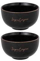 J-Line schaal départ joyeux porselein zwart 14 cm 2 stuks | 4 stuks - thumbnail