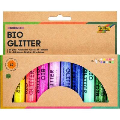 Glitterpoeder bio folia rainbow 7gr 10 kleuren | 4 stuks