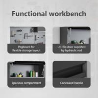 VidaXL Gereedschapskast set met plank 5 pcs zwart gepoedercoat staal - thumbnail