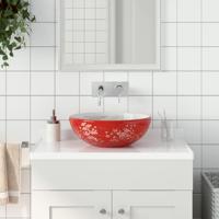 Opzetwasbak rond Φ41x14 cm keramiek wit en rood - thumbnail