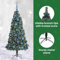 Kunstkerstboom met verlichting en ballenset Groen 150 cm PET - thumbnail