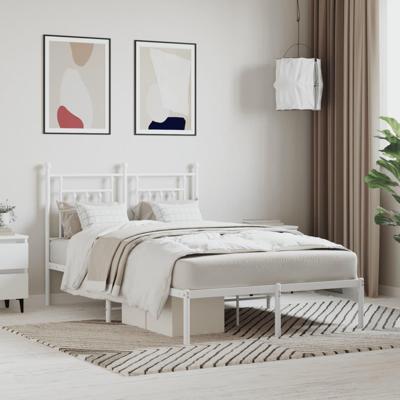 Bedframe met hoofdbord metaal wit 120x200 cm Bedframe met hoofdbord metaal wit 120x200 cm