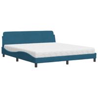 Bed met matras fluweel blauw 180x200 cm - thumbnail
