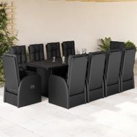 11-delige Tuinset met kussens poly rattan zwart - thumbnail