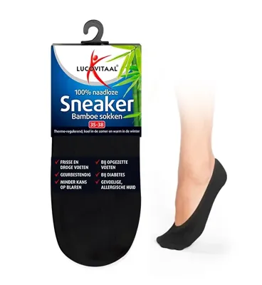 Lucovitaal Sneaker Bamboesokken Zwart Maat 43-46 Lucovitaal Sneaker Bamboesokken Zwart Maat 43-46