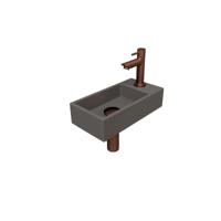 INK - Fonteinpack Quartz Rechts incl. Fonteinkraan - Design Sifon - Design Plug en Montageset - 360x180x90 Mm - Quartz Beton/mat Rose Goud - thumbnail