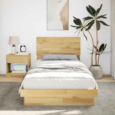 Bedframe hoofdeinde zonder matras 75x190 cm massief hout eiken