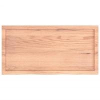 Wastafelblad 100x50x(2-4) cm behandeld massief hout lichtbruin - thumbnail