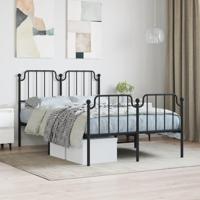 Bedframe met hoofd- en voeteneindemetaal zwart 120x200 cm - thumbnail