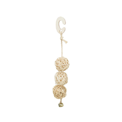 TRIXIE 3 ROTAN BALLEN MET BEL AAN TOUW NATUREL 24 CM