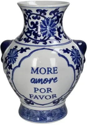 Kersten vaas porselein more amore por favor 21.5x31cm blauw
