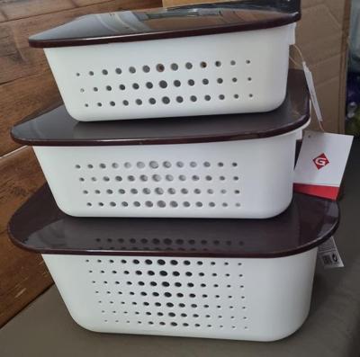 Set van 3 multifunctionele opbergmanden - opbergdozen - met deksel - 3 maten Set van 3 multifunctionele opbergmanden - opbergdozen - met deksel - 3 maten