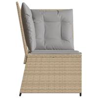 Tuinhoekbank met kussens poly rattan beige - thumbnail