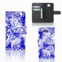 Telefoonhoesje met Naam Microsoft Lumia 650 Angel Skull Blauw - thumbnail