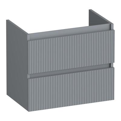 Brauer Joy Wavy - Onderkast Ondiep - 60 cm - met 2 Softclose Lades Greeploos en 1 Sifon Uitsparing - Mat Grijs