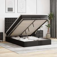 Ottoman bed met matras 140x190cm kunstleer zwart - thumbnail
