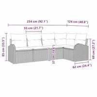 Tuinbankenset met kussen met opslag 5 pcs Grijs poly rattan - thumbnail