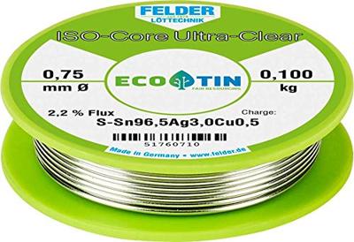 Felder ISO-Core Ultra Clear SAC305 Soldeertin Spoel Sn96,5Ag3Cu0,5 0.100 kg 0.75 mm