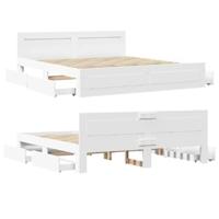Bedframe met hoofdeinde zonder matras 200x200 cm wit - thumbnail