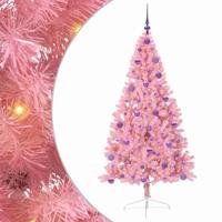 VidaXL Kunstmatig voorverlicht kerstboom met 300 led roze 180 cm pvc - thumbnail