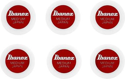 Ibanez PPA1M-WH Round Shape Pick plectrums 6-pack wit-rood medium Ibanez PPA1M-WH Round Shape Pick plectrums 6-pack wit-rood medium