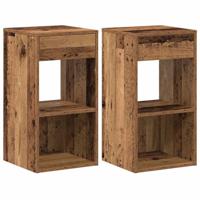 Nachtkastjes 2 st met lade 35x34x66,5 cm oud houtkleurig - thumbnail