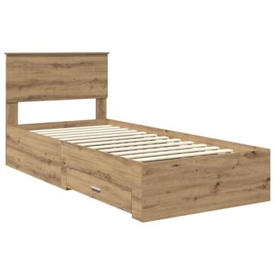 Bedframe met hoofdeinde Artisan Eiken 90 x 200 cm Bewerkt hout