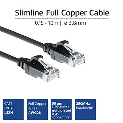 ACT Zwarte 7 meter LSZH U/UTP CAT6 datacenter slimline patchkabel snagless met RJ45 connectoren ACT Zwarte 7 meter LSZH U/UTP CAT6 datacenter slimline patchkabel snagless met RJ45 connectoren