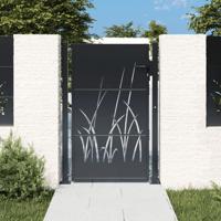 VidaXL Poort 100x125 cm met grasontwerp staal antracietkleurig - thumbnail