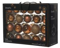 Decoris kerstballen set Glas 42st espresso 5-6-7cm - thumbnail