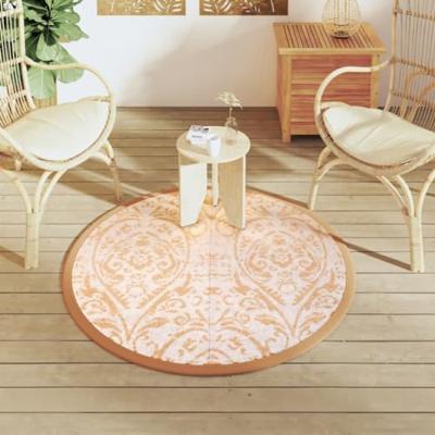VidaXL Buitenkleed arakil ø120 cm polypropeen oranje en wit - thumbnail
