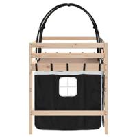 Kinderhoogslaper met tunnel 90x190 cm grenenhout wit en zwart - thumbnail