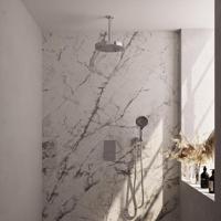 Brauer Stripe thermostatische inbouw regendouche 3-weg rechthoekig SET 18 met 25 cm douchekop en plafondarm en 3-standen handdouche en doucheslang en wandaansluitbocht chroom - thumbnail