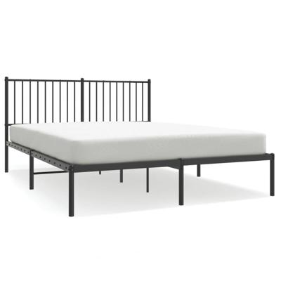 Bedframe met hoofdbord metaal zwart 150x200 cm Bedframe met hoofdbord metaal zwart 150x200 cm