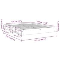 Bedframe zonder matras 135x190 cm massief hout eiken - thumbnail