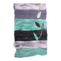 Gevilte Sjaal met Bladslinger (Zwart/Wit/Mint/Grijs) - thumbnail