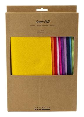 Creativ Company Hobbyvilt, a4, vel 210x297 mm, dikte 2 mm, kleurrijk, 10 stuk/ 1 doos Creativ Company Hobbyvilt, a4, vel 210x297 mm, dikte 2 mm, kleurrijk, 10 stuk/ 1 doos