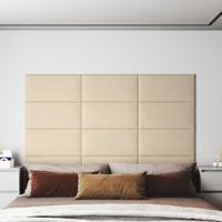 Wandpanelen 12 st 2,16 m 60x30 cm stof crmekleurig - thumbnail