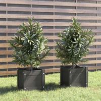 VidaXL Plantenbakken 2 st 31x31x31 cm massief grenenhout grijs - thumbnail