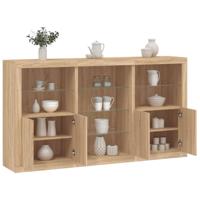Dressoir met LED-verlichting 181,5x37x100 cm sonoma eikenkleur - thumbnail