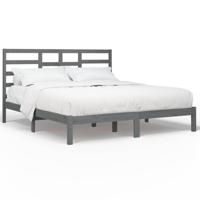 Bedframe massief hout grijs 200x200 cm - thumbnail