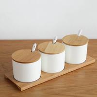 2 sets Simple Life creatieve keramiek keuken voedsel containers organisator potten voor specerijen suiker-Bowl kruiderij vak keuken opslag Bottl - thumbnail