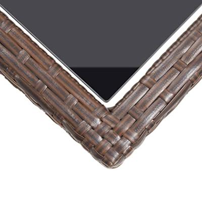 Tuintafel 110x53x72 cm glas en poly rattan bruin - thumbnail