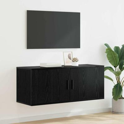 Wandgemonteerde TV-kast Zwart Eiken 100 x 34,5 x 40 cm