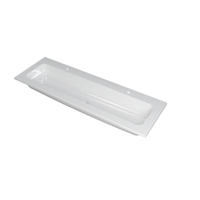 INK Faktor Wastafel Polystone Centraal met 2 Kraangaten - 1400x450x15 mm - Glans Wit